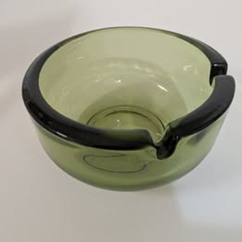Vintage MCM Green Glass Ashtray - 1970s